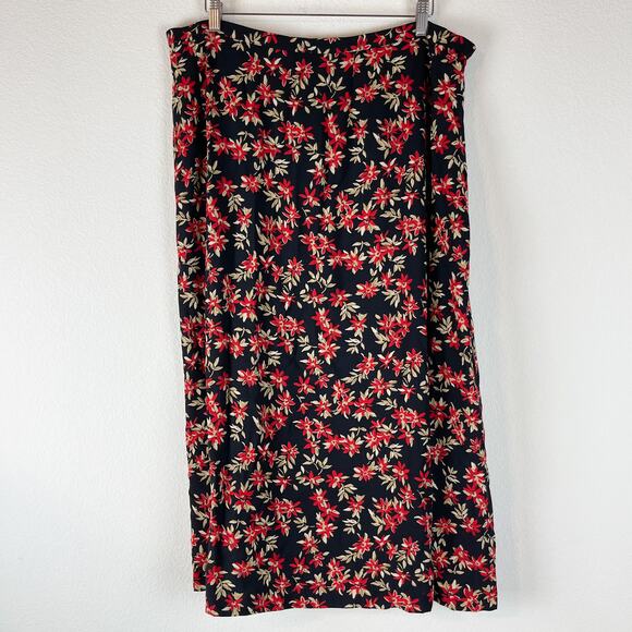 Pendleton Floral Maxi Skirt Womens XXL 2XL Black Red A-Line Casual - Picture 1 of 10